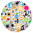 Set of icons for website, business, science and music Set of icons for website, business, science and music