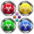 Biohazard or flu spread on round colorful vector buttons
