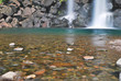 Low shot of majestic waterfall