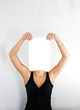 woman with blank paper