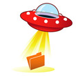 File folder icon on retro flying saucer UFO File folder icon on retro flying saucer UFO