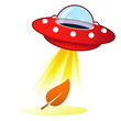 Leaf or nature icon on retro flying saucer UFO Leaf or nature icon on retro flying saucer UFO