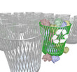 Choosing to Recycle - Many Trash Bins
