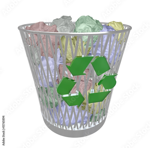 Illustration: Recycle Bin - Colored Paper Recycle Bin - Colored Paper