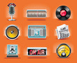 Vector radio icon set (orange background) Vector radio icon set (orange background)