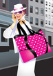 Business lady with mobile phone and pink bag