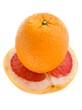 Fresh grapefruit and orange isolated on white background