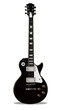Black electric guitar isolated on white background