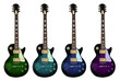 Colorful electric guitars isolated on white background