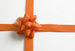 A simple red ribbon on white background A simple red ribbon on white background