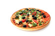 Tasty pizza with olives isolated on white