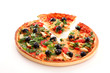 Tasty pizza with olives isolated on white