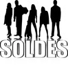 soldes, silhouette humaine et lettrage solde
