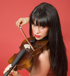 attractive girl playing violin