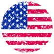 Round flag of USA in retro style