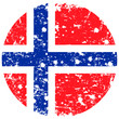 Round flag of Norway in retro style