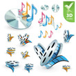 Vector: Multimedia vector 3D icon set Multimedia vector 3D icon set
