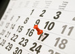 Closeup calendar with  drawing-pin