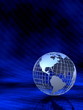 Metal globe in binary numbers background