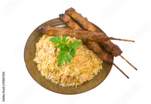 Photo: Fried Rice and Chicken Sticks Fried Rice and Chicken Sticks