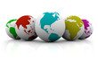 Line-up of Colorful Planet Earths