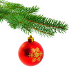 Christmas ball on fir pine branch Christmas ball on fir pine branch