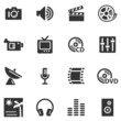 Media black web icons