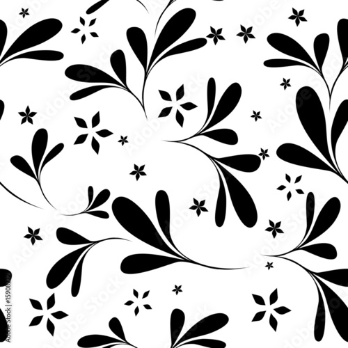 black and white flowers background. seamless lack amp; white flower