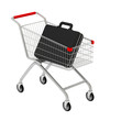 3D briefcase and shop cart isolated on white. 3D briefcase and shop cart isolated on white.