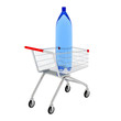 3d bottle and shop cart isolated on white. 3d bottle and shop cart isolated on white.