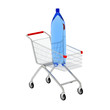 3D bottle and shop cart isolated on white. 3D bottle and shop cart isolated on white.
