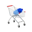 3d bottle and shop cart isolated on white. 3d bottle and shop cart isolated on white.