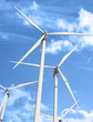 Wind power station against the sky and clouds
