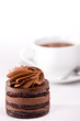 Chocolate cake, tea Chocolate cake, tea