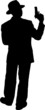 Vector Silhouette of a Gunman in a Suit and Hat