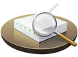 Modem internet et son antenne wifi à la loupe (détouré) Modem internet et son antenne wifi à la loupe (détouré)
