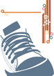 Grunge illustration with sneaker and stripes