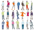 silhouettes hommes et femmes habillées en couleur