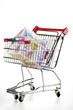 House of Euro notes in shopping trolley
