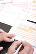 Person filling in a money transfer form