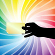Hand silhouette holding paper Hand silhouette holding paper