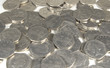 British fifty pence coinage background
