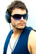 Attractive man with headphones