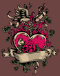 Vintage Heart And Rose tattoo