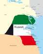 Kuwait country colored by national flag