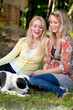 happy sister time with a dog happy sister time with a dog