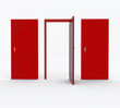 trois portes rouges