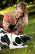 The dog en his owner The dog en his owner