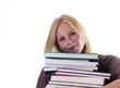Photo: Smiling student with load of books Smiling student with load of books