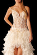 A bride in a beautiful wedding dress isolated over black